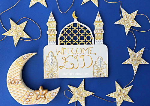 ivory ramadan and Eid dual decorations set