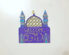 Load image into Gallery viewer, Midnight Eid &amp; Ramadan Dual Welcome Sign with Moon and Stars Garland